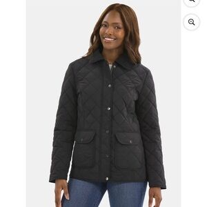 Time and Tru's Quilted Barn Coat with corduroy collar NEW  color: black